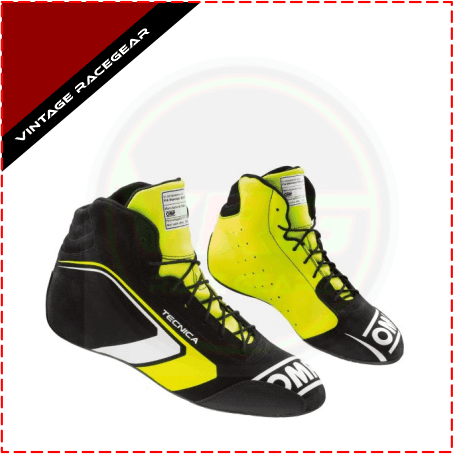 OMP Tecnica Race Boots Black - Yellow - Vintage Racegears