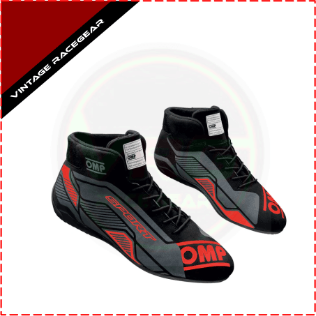 OMP One Evo FX Racing Shoes Red - Black - Vintage Racegears