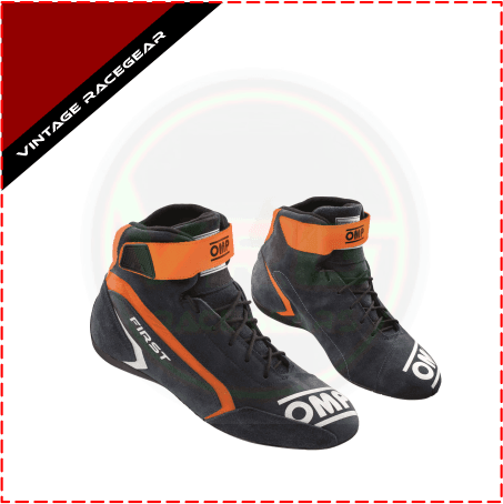 OMP First FIA Boot Black - Orange - Vintage Racegears