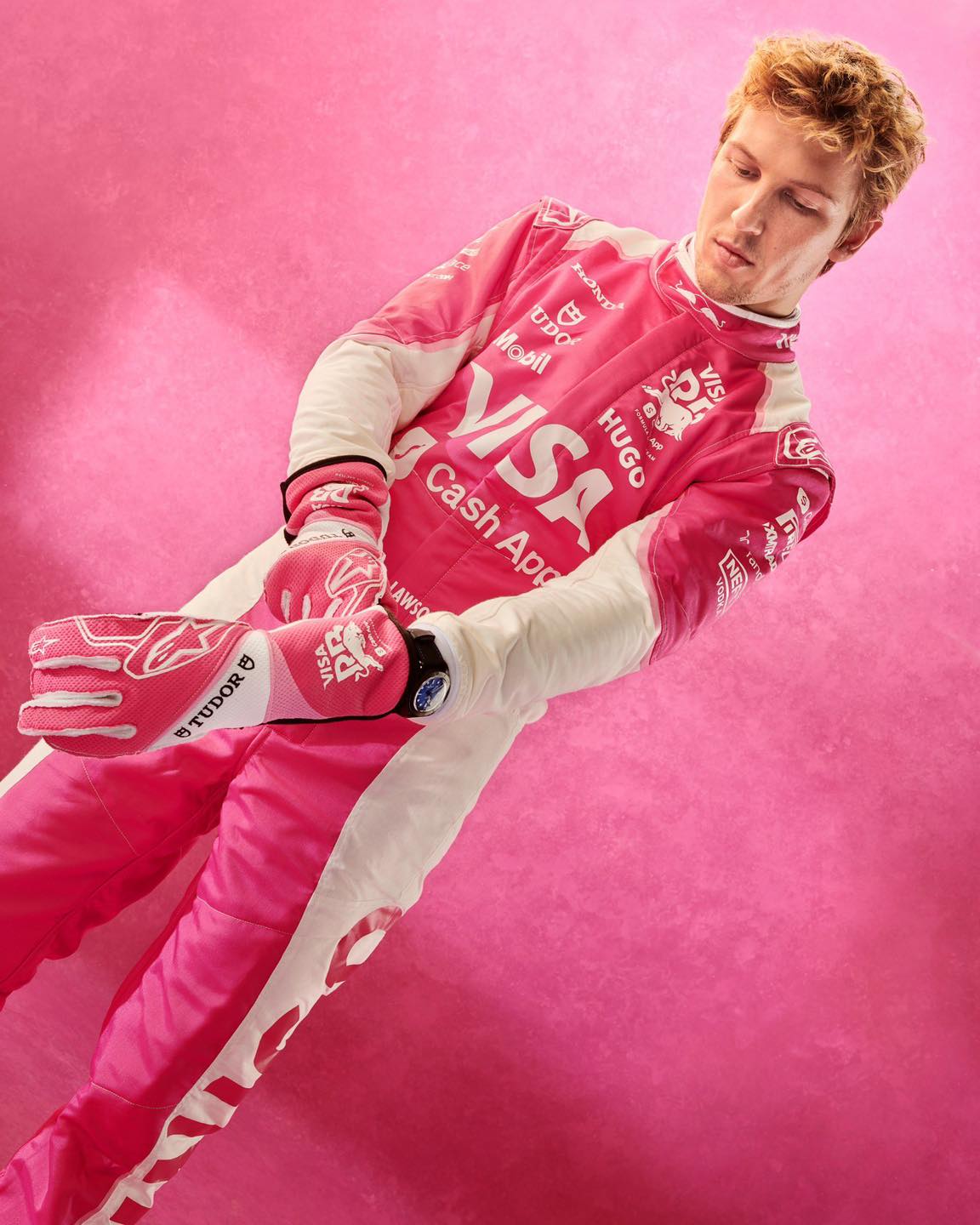 2025 Liam Lawson Visa Cash App GP Miami F1 Race suit Pink