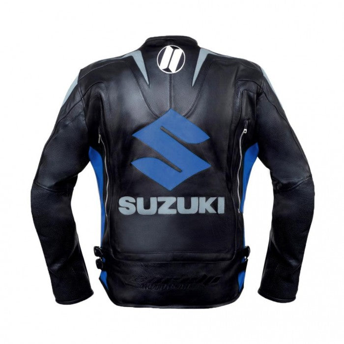 Suzuki MotoGP Motorcycle Racing Leather Jacket Black