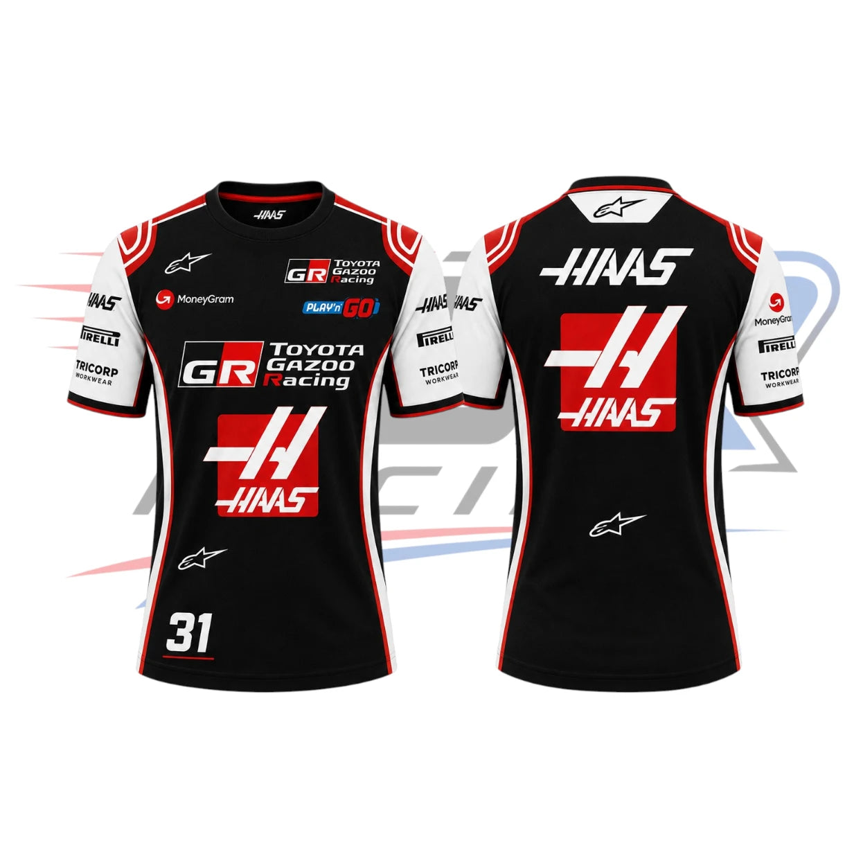 2026 Haas F1 Racing Team T Shirt Black & Red