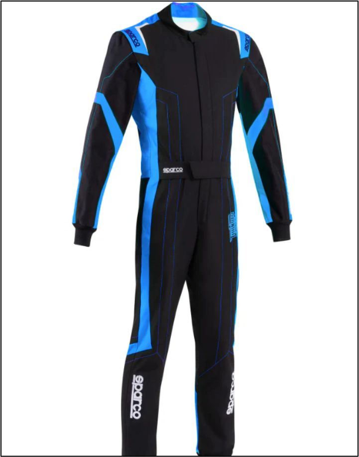 2025 Sparco Thunder Advanced Kart Racing Suit Black Blue