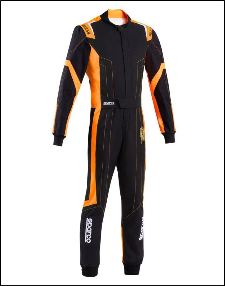 2025 Sparco Thunder Advanced, Karting Suit Orange Black