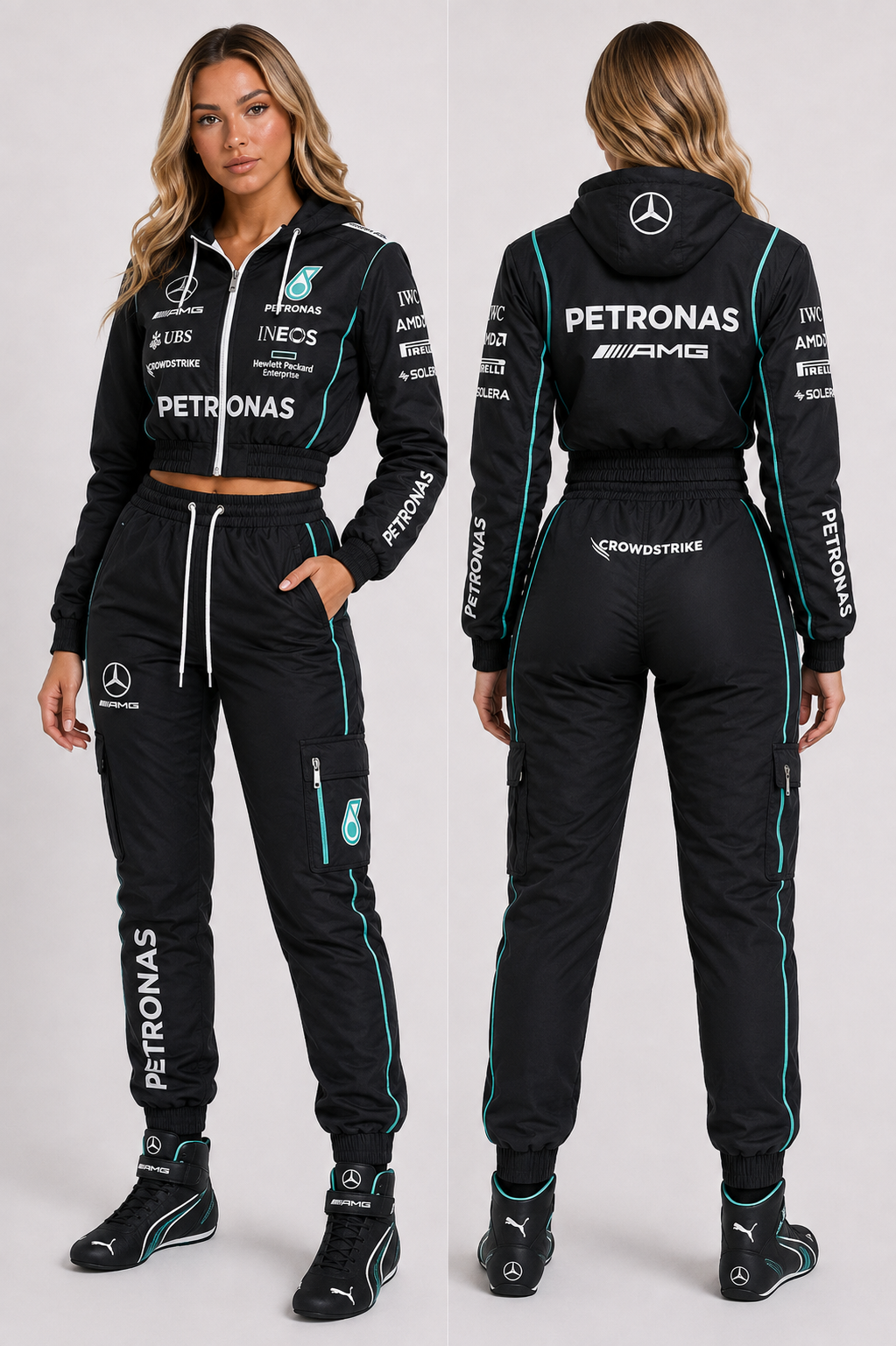 F1 Team Mercedes Women’s Hoodie & Jogger Set Black