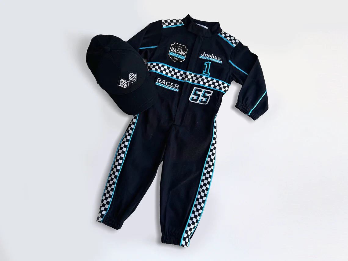 F1 Birthday Baby Suit & Cap Blue And Black
