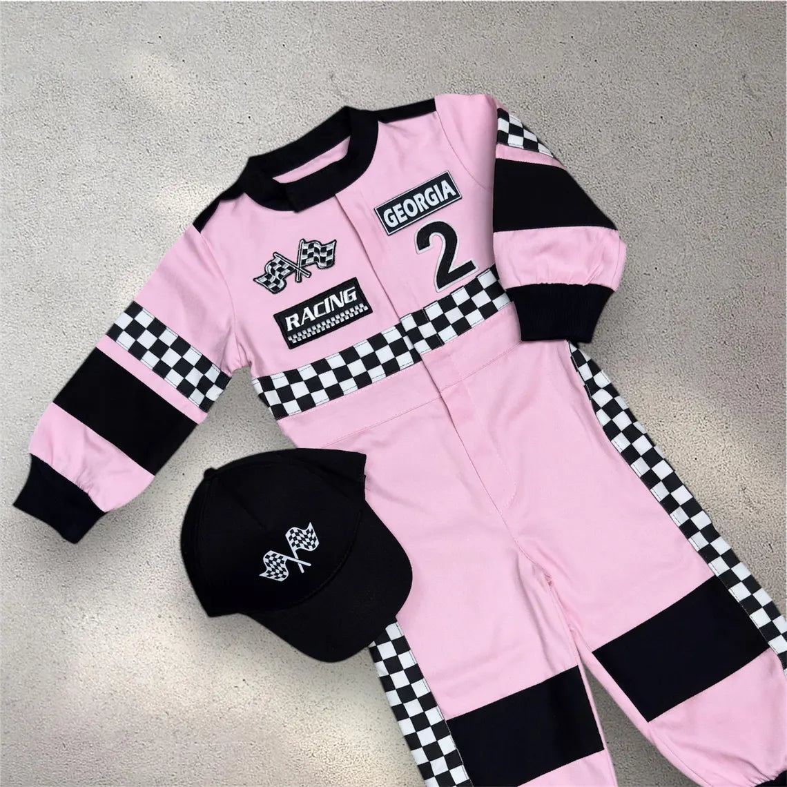 F1 Birthday Baby Suit & Cap Pink