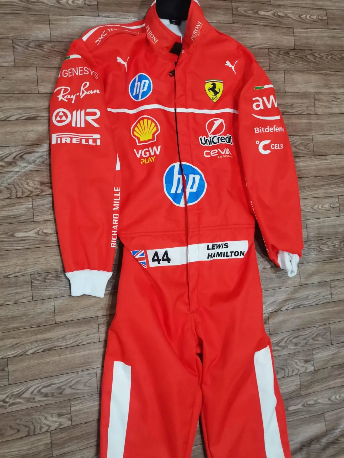 New 2025 Lewis Hamilton Scuderia Ferrari HP F1 Race Suit