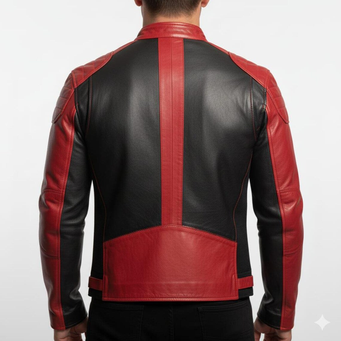Handmade Red & Black Leather Biker Jacket | Men's Moto Jacket