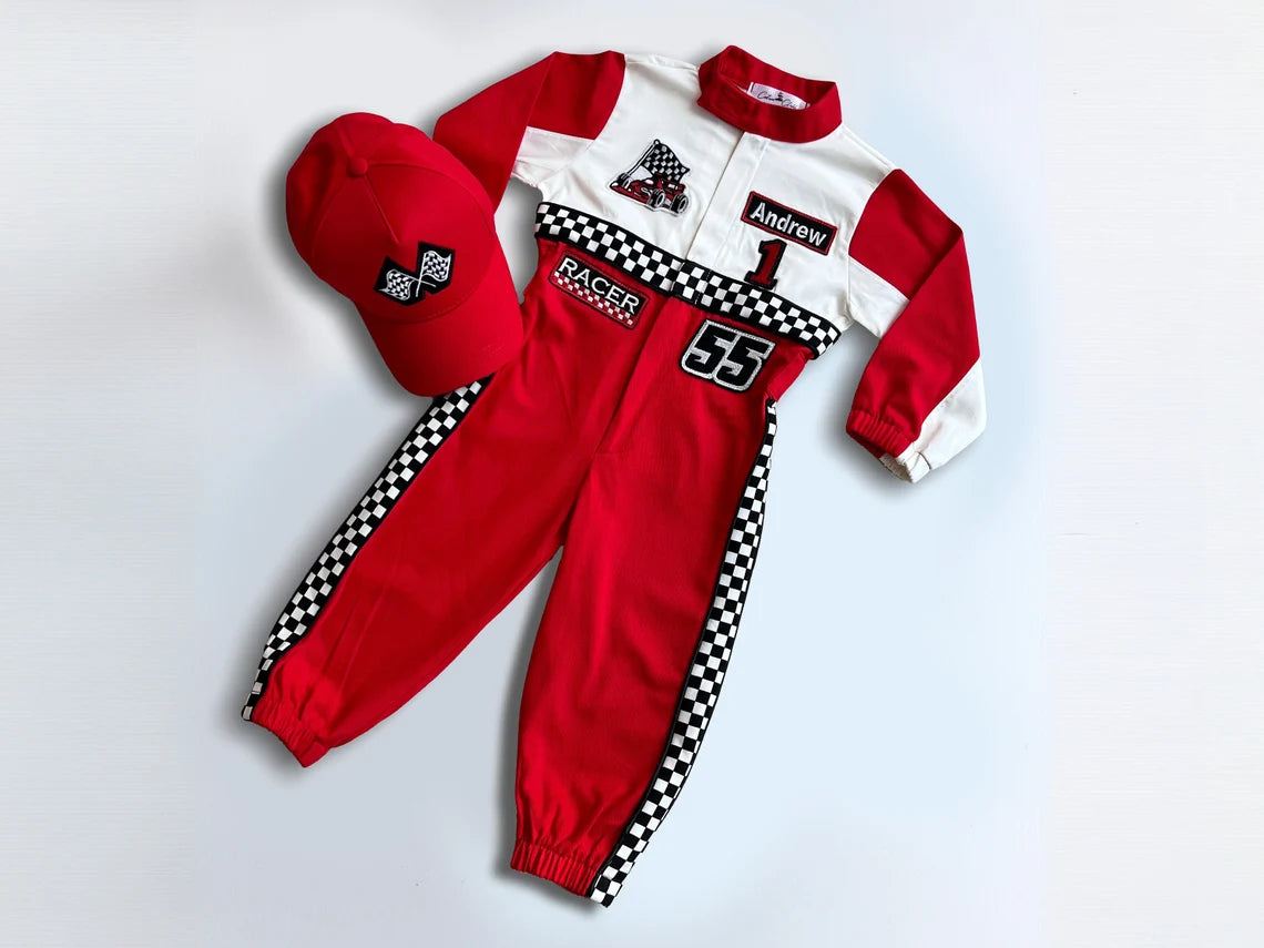 F1 Birthday Baby Suit & Cap Red