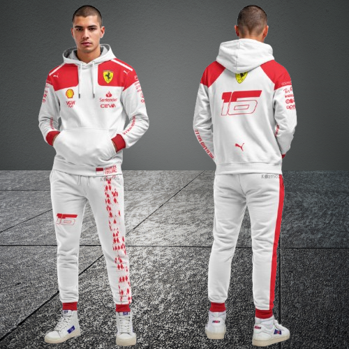 Charles Leclerc F1 Racing 2023 Monaco GP Tracksuit White