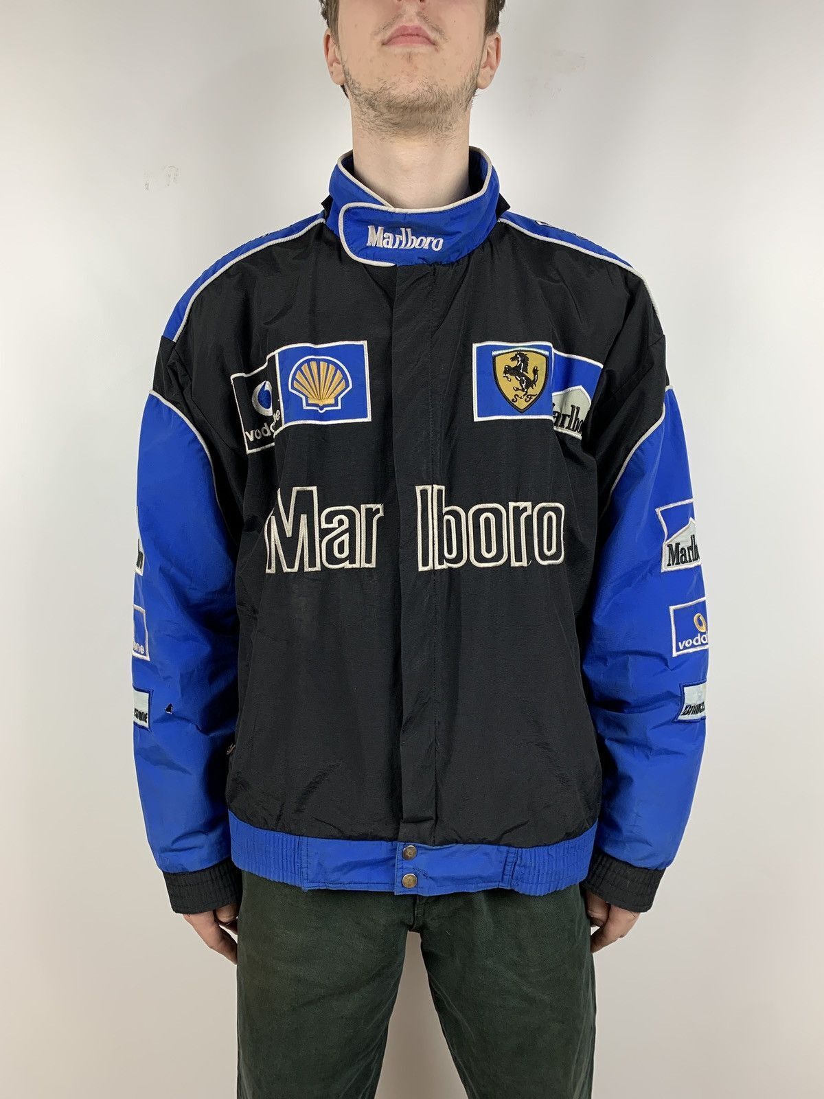 Men's Vintage Ferrari Marlboro Vodafone Racing Jacket blue
