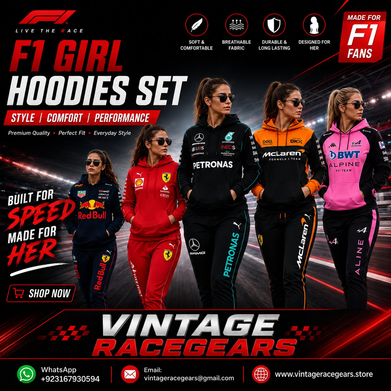 F1 Girl Hoodies Set