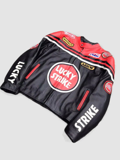 LUCKY STRIKE RARE 90’s Biker Leather Jacket Vintage
