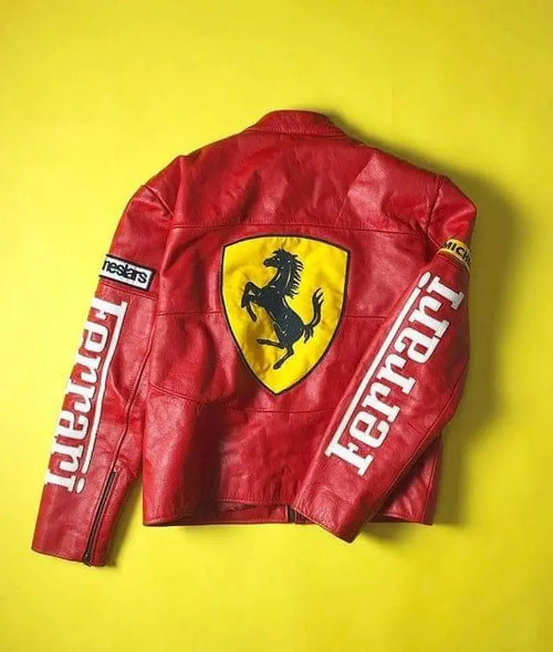 Ferrari Leather Jacket Vintage F1 Motorsport Biker Coat