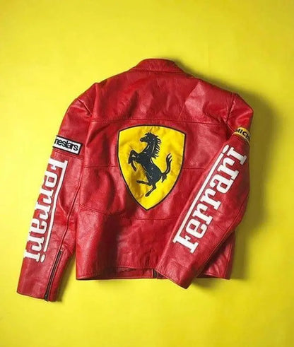 Ferrari Leather Jacket Vintage F1 Motorsport Biker Coat