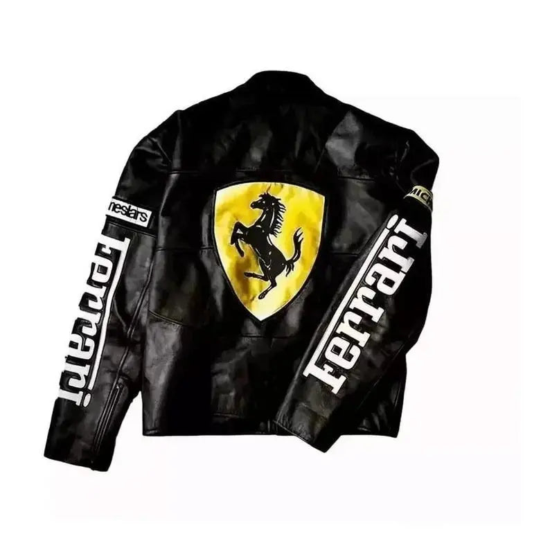 Ferrari Formula F1Motorbike 90s Real Leather Jacket.