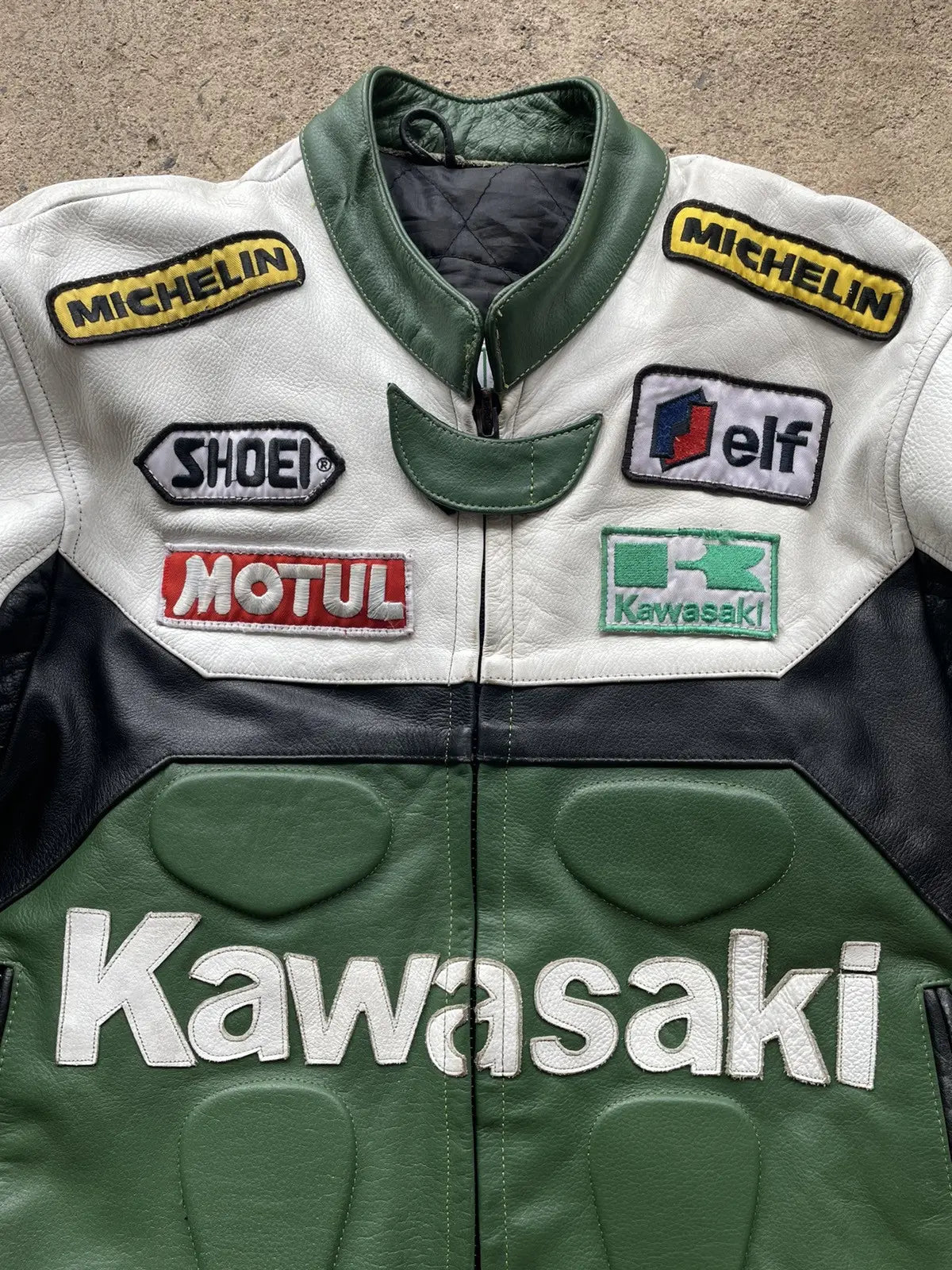 RARE Vintage Kawasaki Leather Moto Racing Jacket Hype