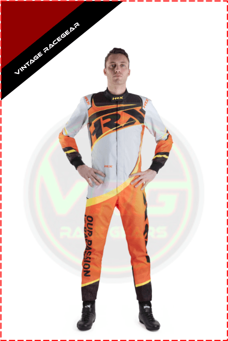 HRX Fuji Kart Racing Suit Orange - White - Vintage Racegears