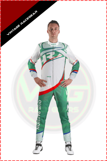 HRX Fuji Kart Racing Suit Green- White - Vintage Racegears