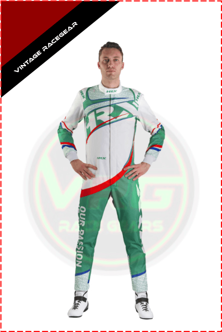 HRX Fuji Kart Racing Suit Green- White - Vintage Racegears