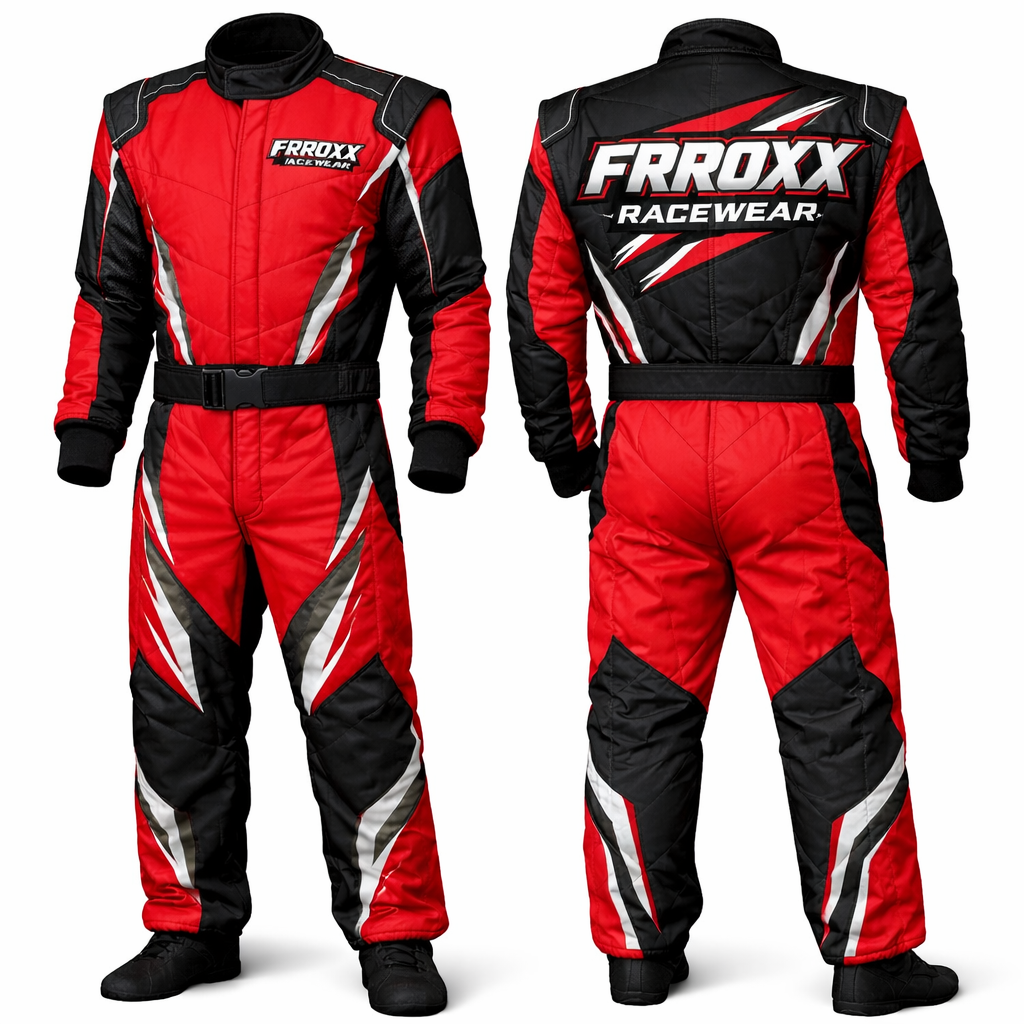 FRROXX Racewear Cyan Blue & Black Kart Racing Suit