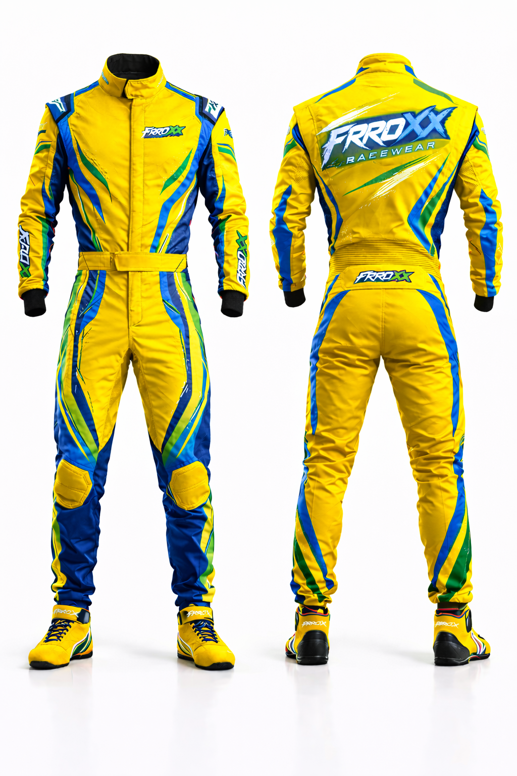 FRROXX RACEWEAR Sprint Racing Suit – Yellow Blue Green Custom