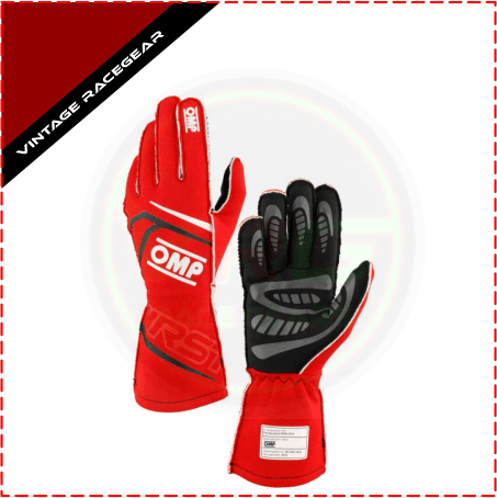 OMP First FIA Approved Race Gloves Red - Vintage Racegears