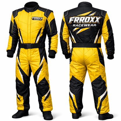 FRROXX Racewear Cyan Blue & Black Kart Racing Suit