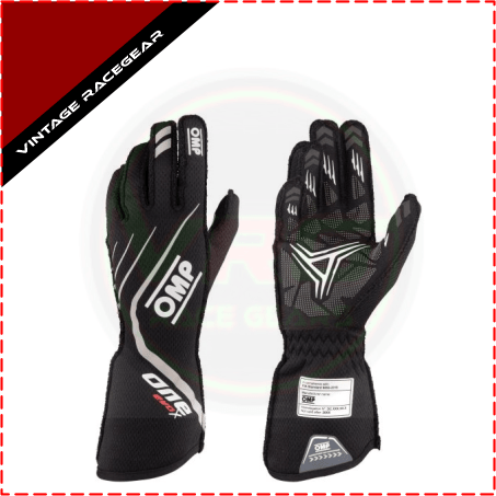 OMP One Evo X Race Gloves Black - White - Vintage Racegears