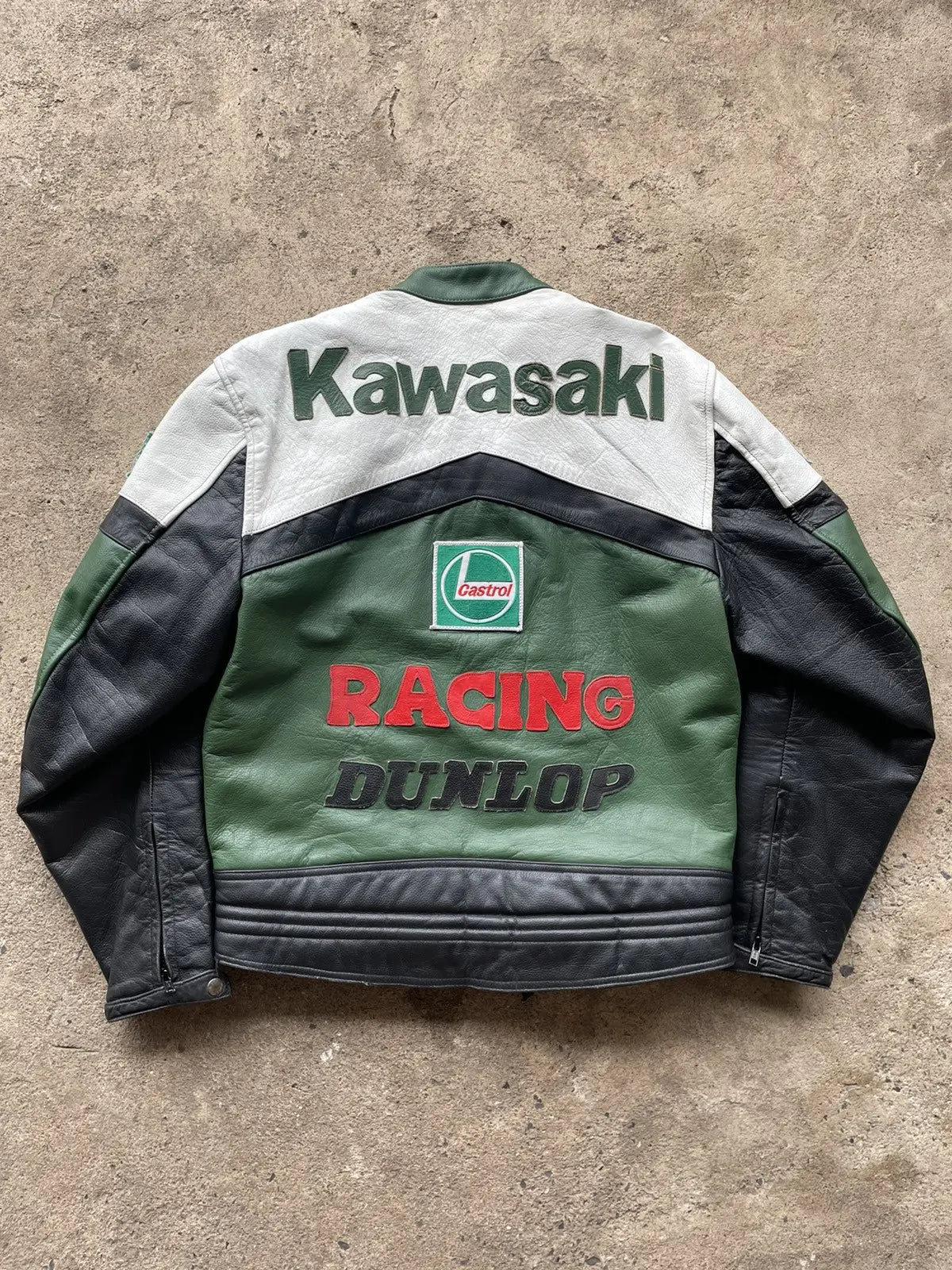 RARE Vintage Kawasaki Leather Moto Racing Jacket Hype