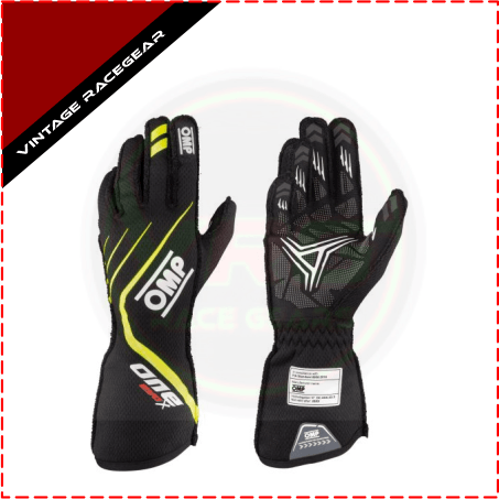 OMP One Evo X Race Gloves Black - Yellow - Vintage Racegears