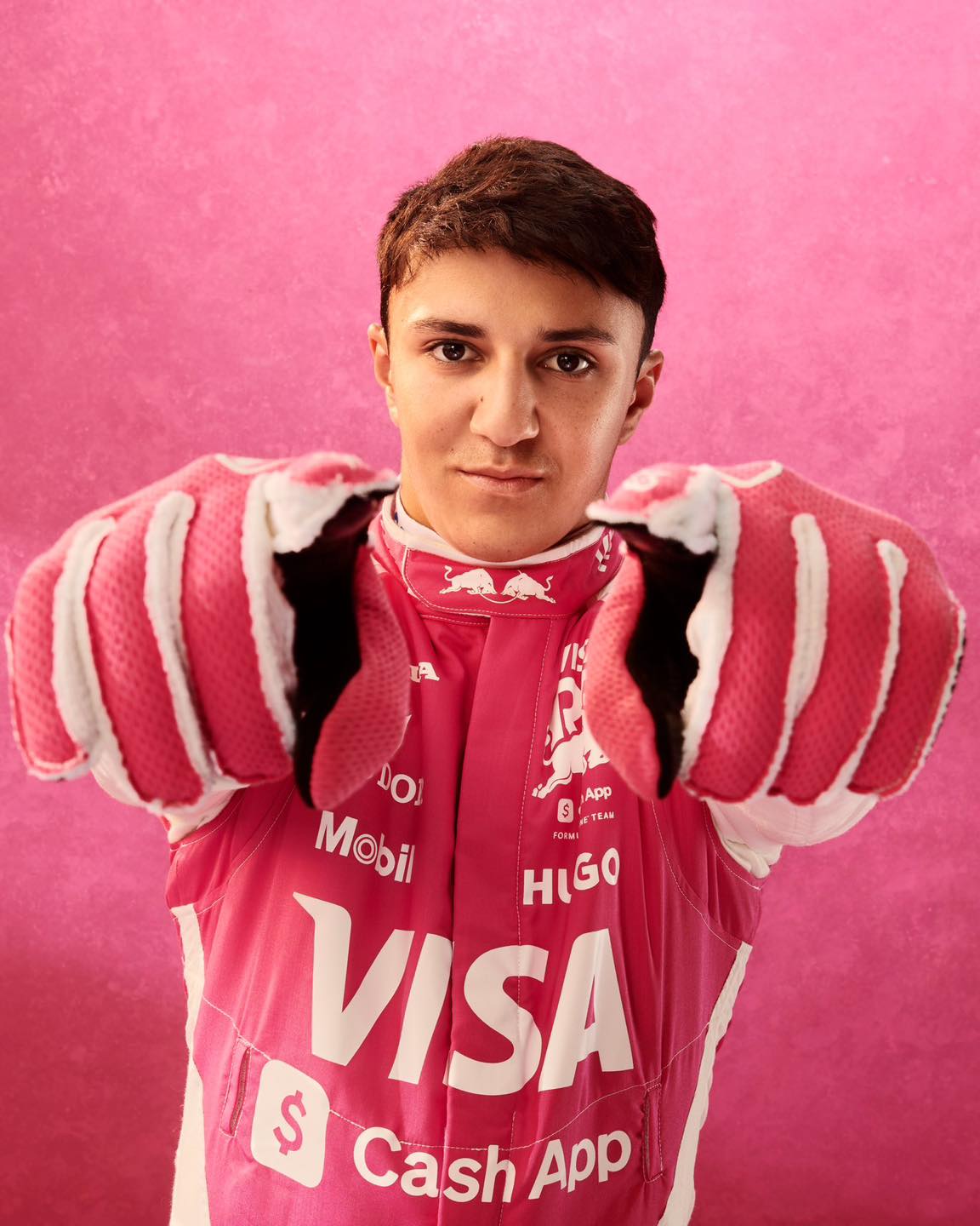 2025 Isack Hadjar Visa Cash App GP Miami F1 Racing Pink Suit
