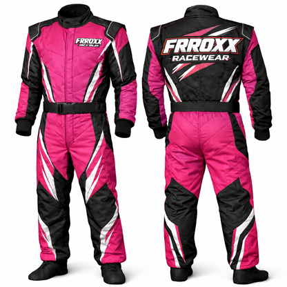 FRROXX Racewear Cyan Blue & Black Kart Racing Suit