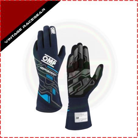 OMP Sport FIA Approved Race Gloves Blue - Black - Vintage Racegears