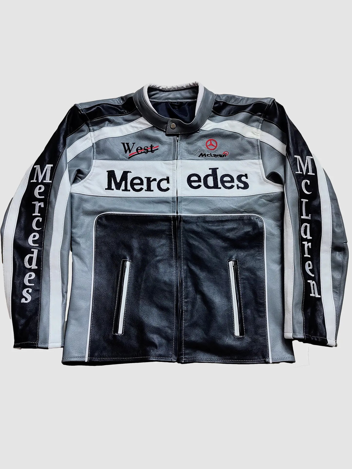 Mercedes X Mclaren Racing Leather Jacket Streetwear