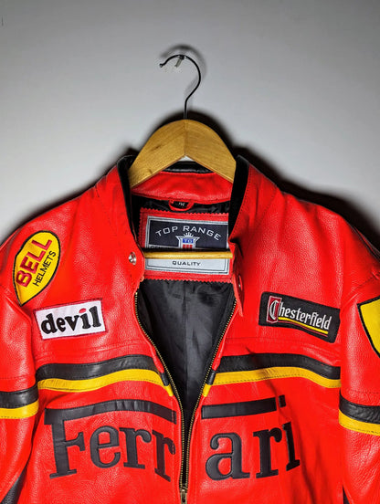 FERRARI RACING LEATHER JACKET Formula 1 RETRO