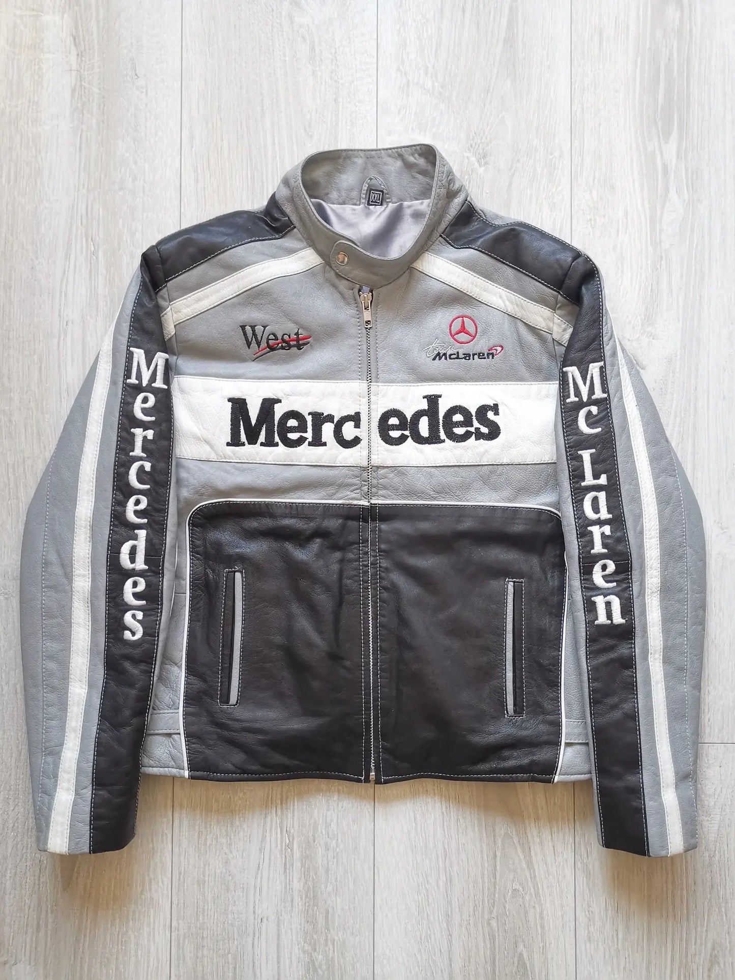 Mercedes X Mclaren Racing Leather Jacket Streetwear