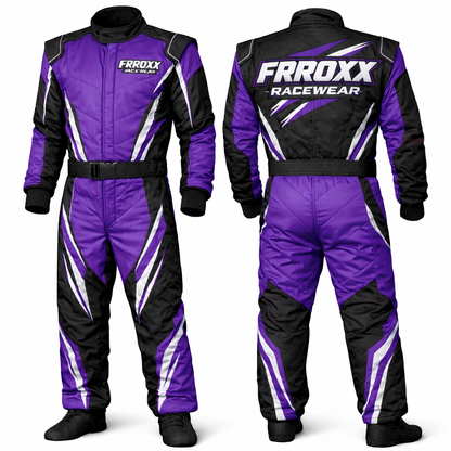 FRROXX Racewear Cyan Blue & Black Kart Racing Suit
