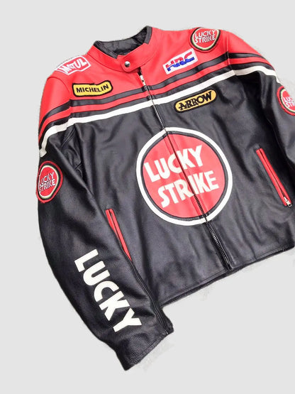 LUCKY STRIKE RARE 90’s Biker Leather Jacket Vintage