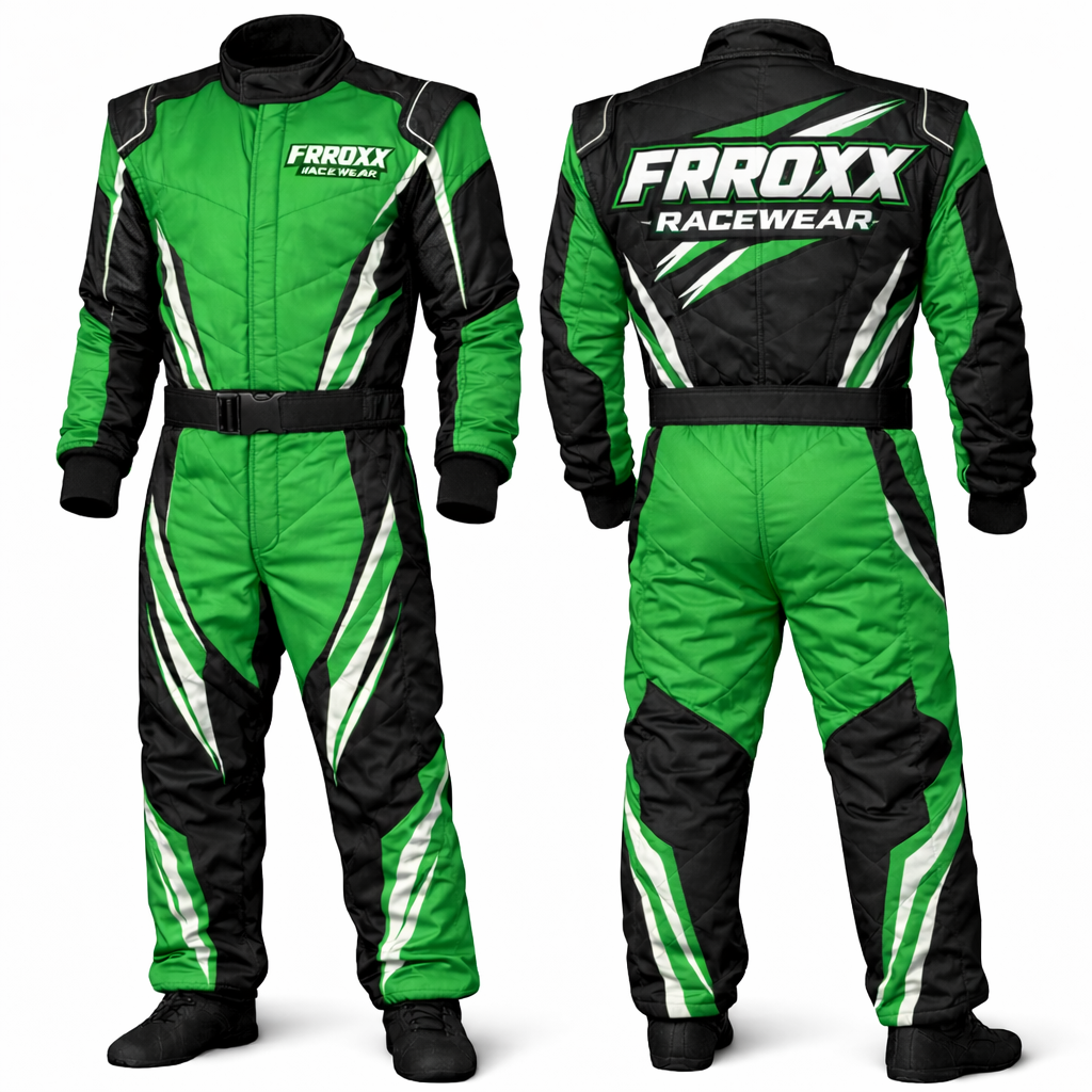 FRROXX Racewear Cyan Blue & Black Kart Racing Suit