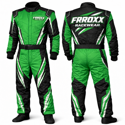 FRROXX Racewear Cyan Blue & Black Kart Racing Suit