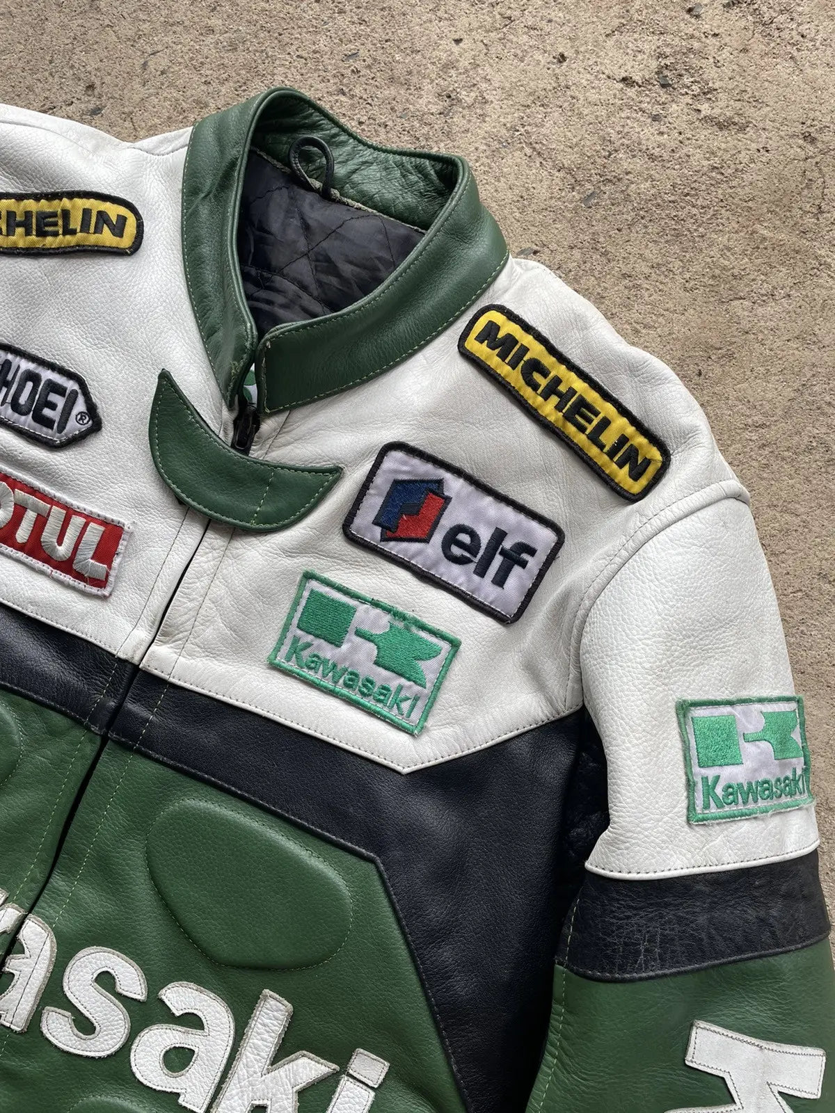 RARE Vintage Kawasaki Leather Moto Racing Jacket Hype
