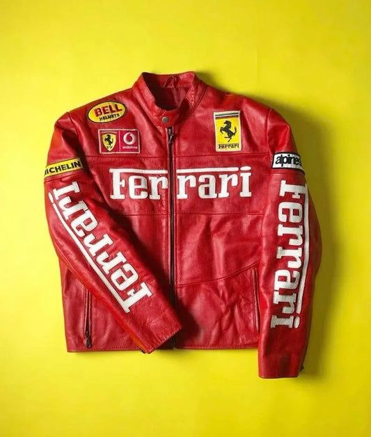 Ferrari Leather Jacket Vintage F1 Motorsport Biker Coat