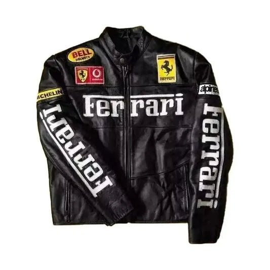 Ferrari Formula F1Motorbike 90s Real Leather Jacket.