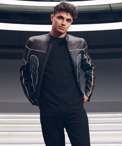 McLaren F1 Team Leather Biker Jacket in Black
