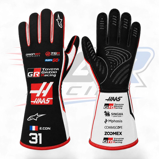 2026 Esteban Ocon Team HAAS Replica  F1 Racing Gloves