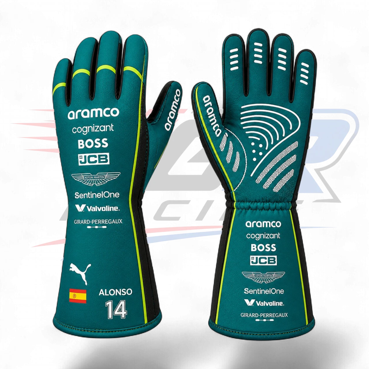 2026 Fernando Alonso Team Aston Martin F1 Racing Gloves Replica