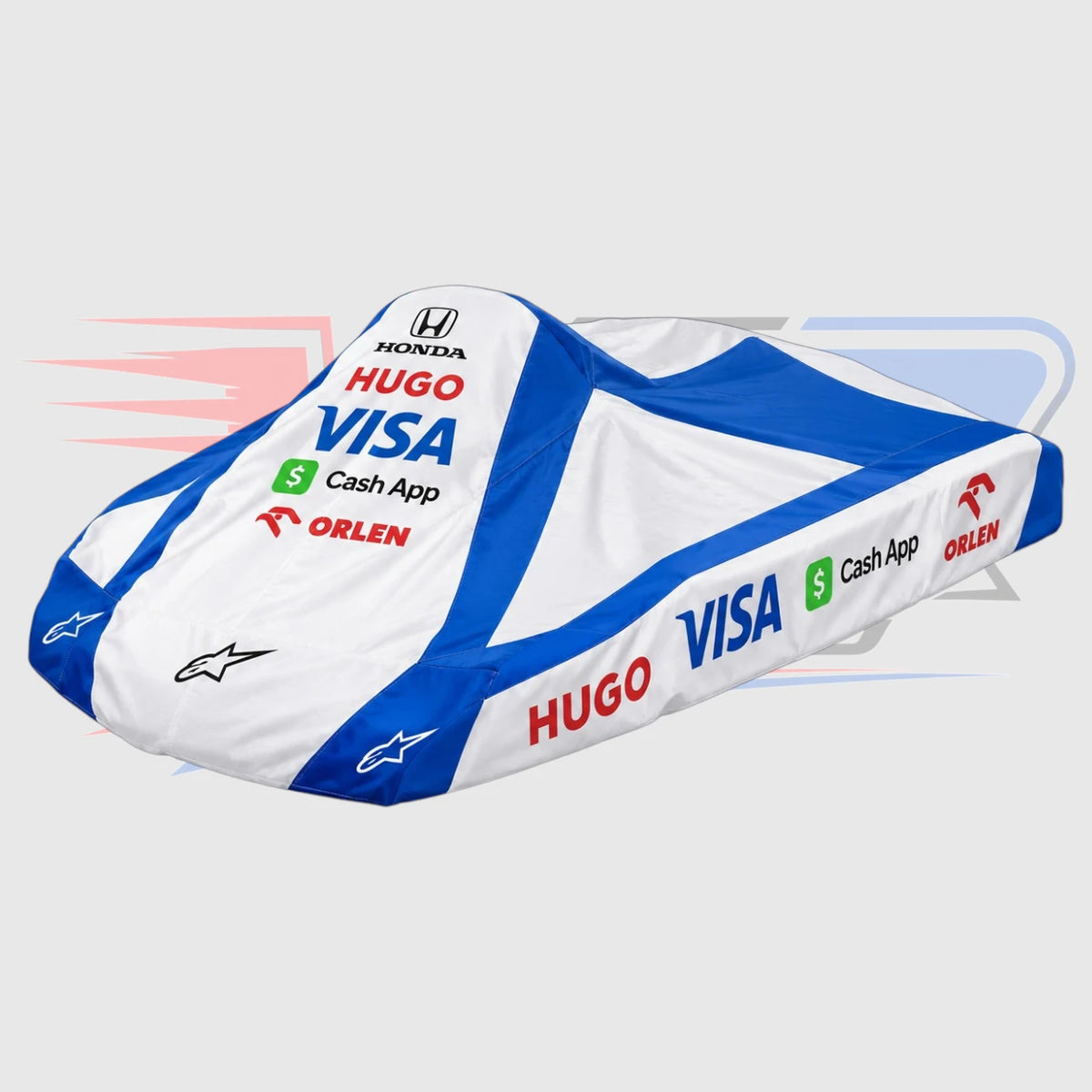 F1 Racing Visa Cash App Kart Cover Blue & White