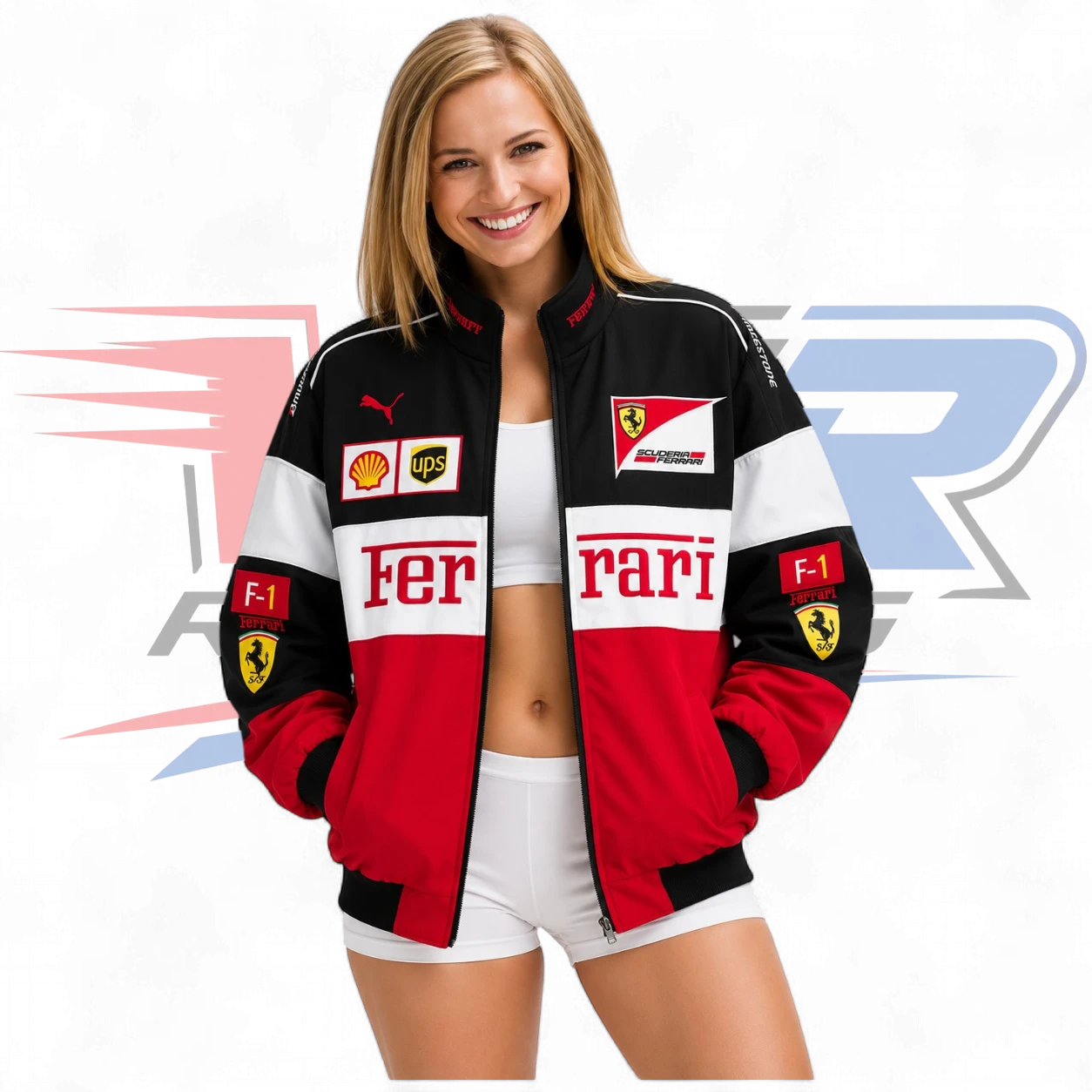 F1 Vintage Ferrari Racing Jacket Red Black White